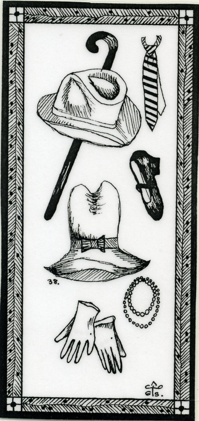 Hats, cane, and gloves