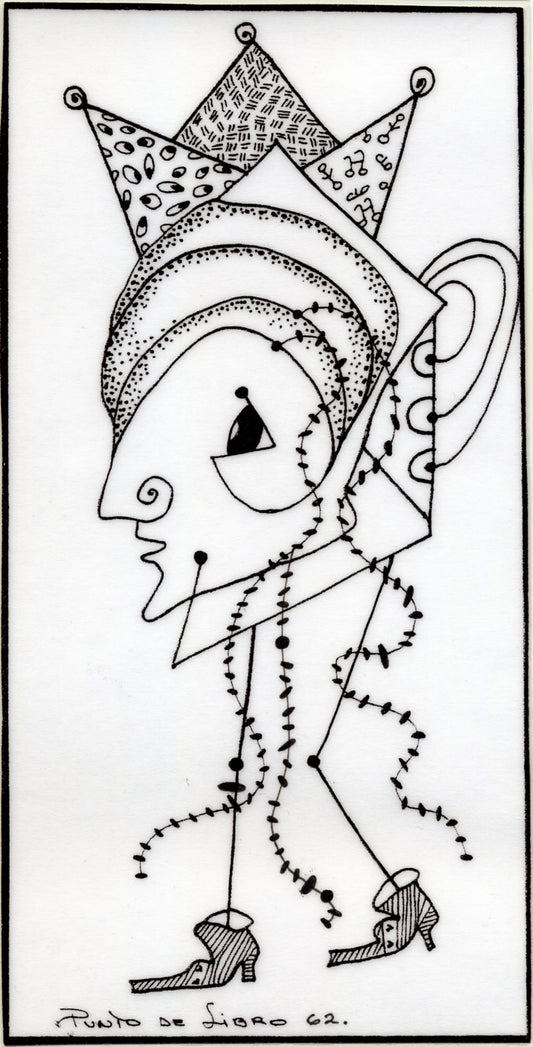 Man head with thin legs